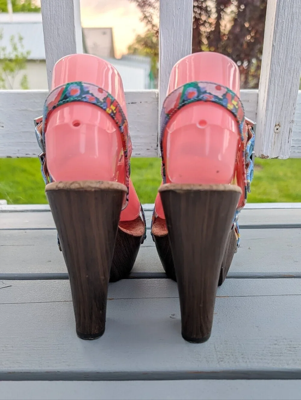 Gianni Bini Floral Platform Heels - Pink & Blue Woman's 7.5